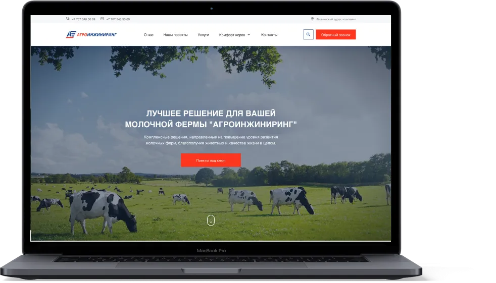 Создание сайта Агроинжиниринг для ПК